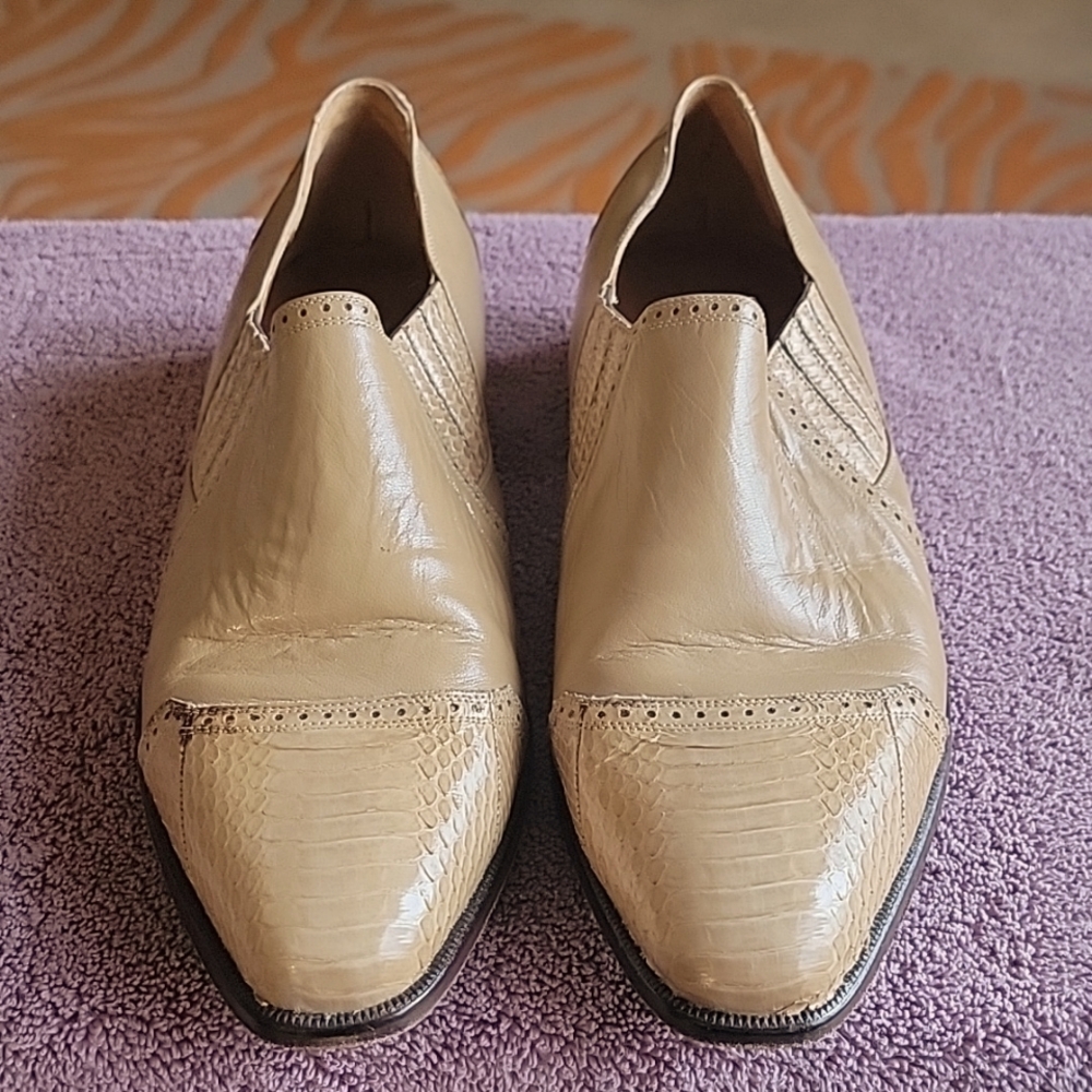 Vintage Stacey Adams Mens Slip On Camel Dress Shoes
